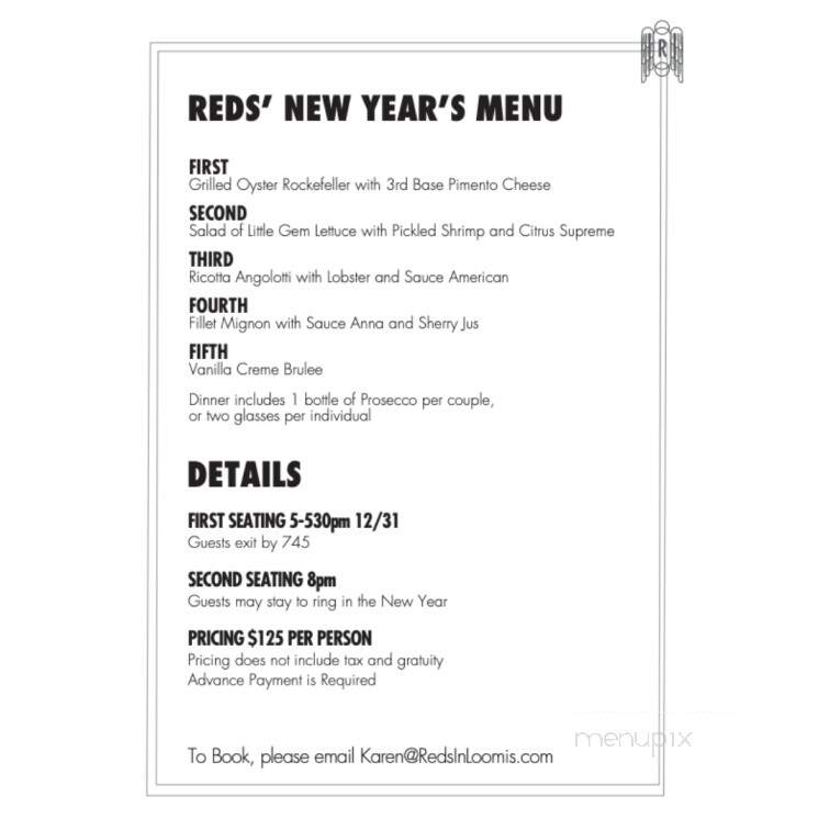 Reds' Bistro - Loomis, CA menu_pic