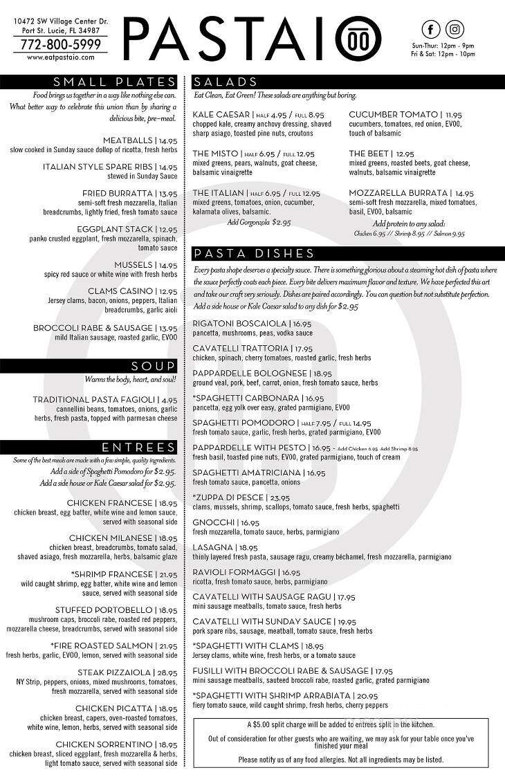 Pastaio - Port St. Lucie, FL menu_pic