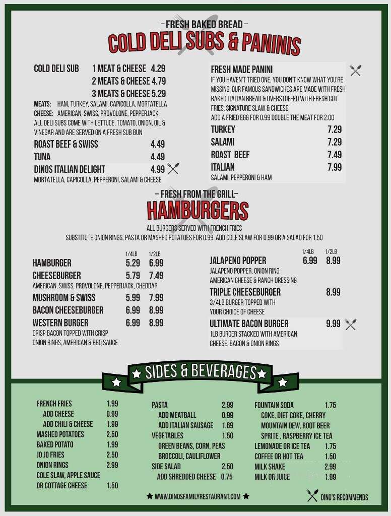 Dino's Italian Restaurant & Pizza - North Jackson, OH menu_pic