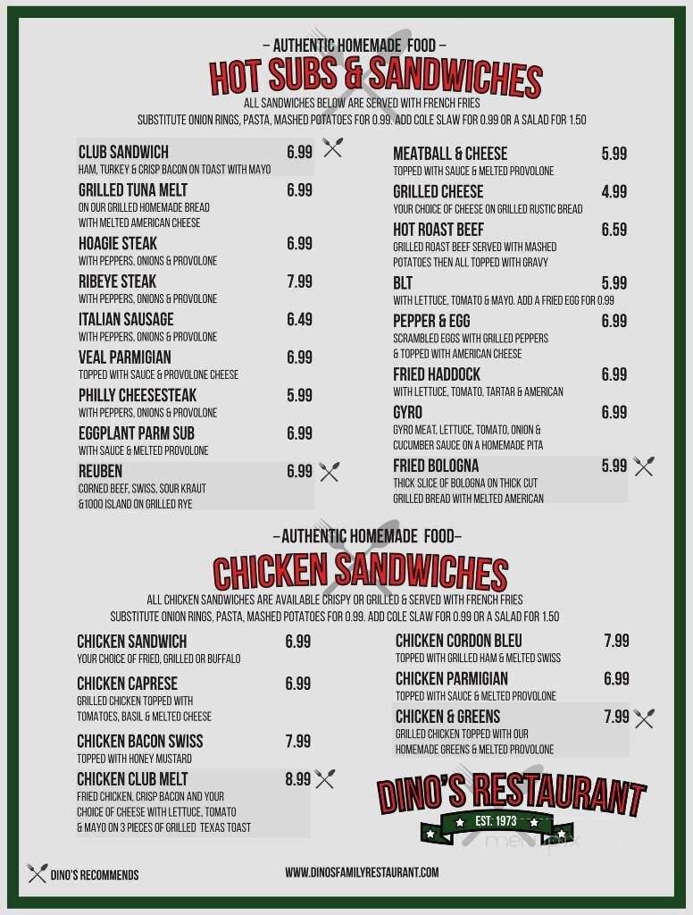 Dino's Italian Restaurant & Pizza - North Jackson, OH menu_pic