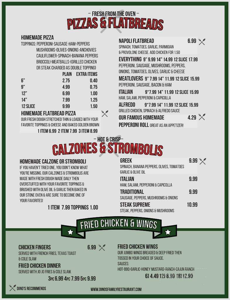 Dino's Italian Restaurant & Pizza - North Jackson, OH menu_pic
