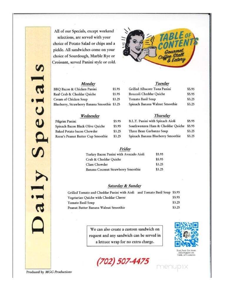 Table Of Contents - Mesquite, NV menu_pic