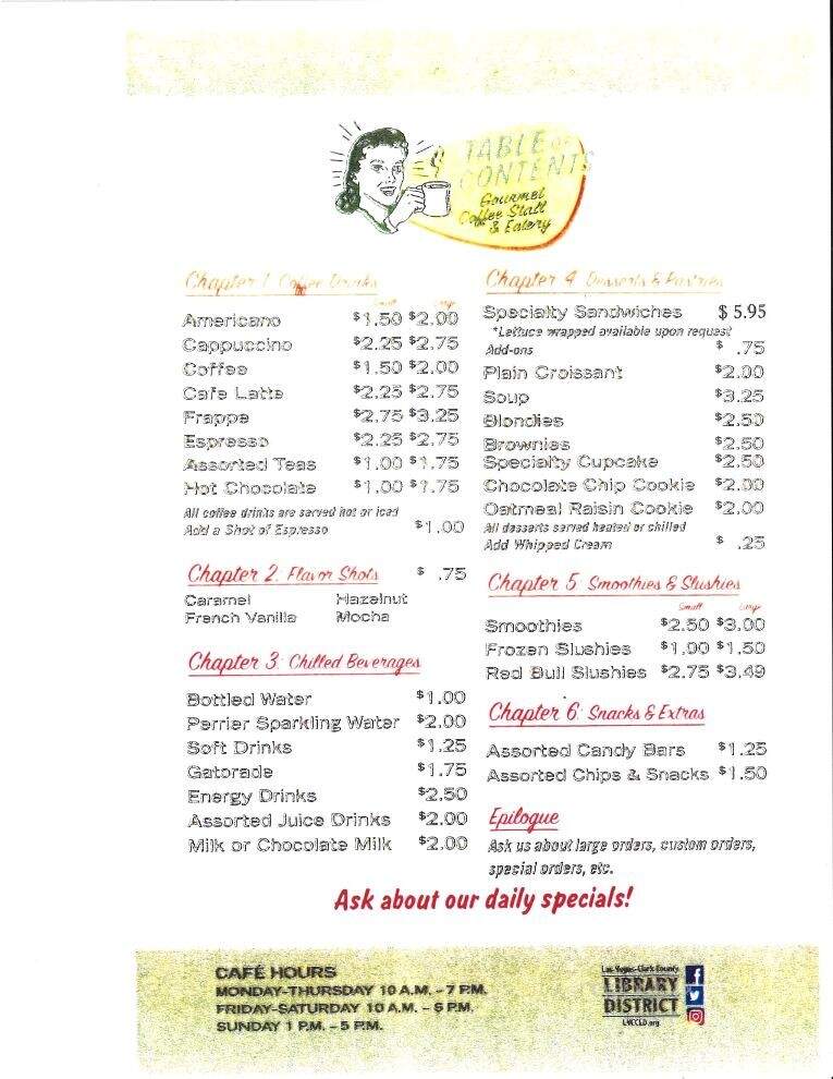 Table Of Contents - Mesquite, NV menu_pic