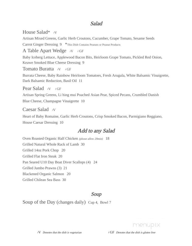A Table Apart - Bonita Springs, FL menu_pic