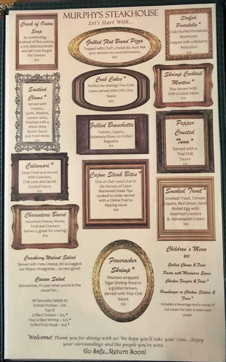 Murphy's Steakhouse - Pittsburg, NH menu_pic