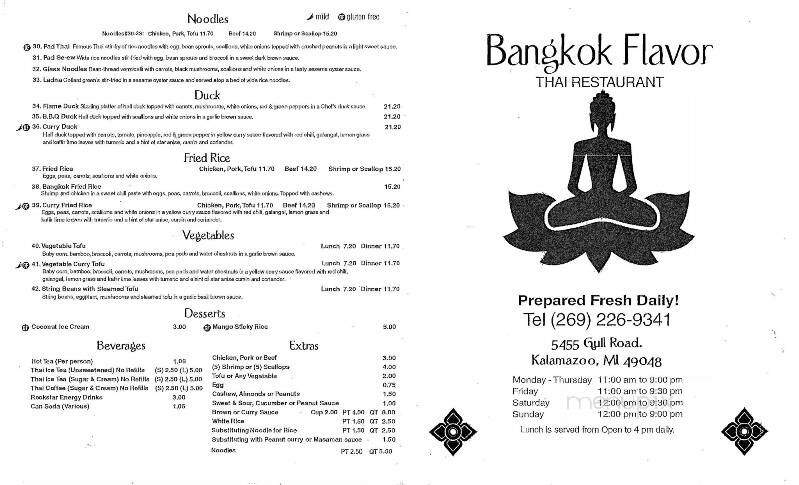 Bangkok Flavor - Kalamazoo, MI menu_pic