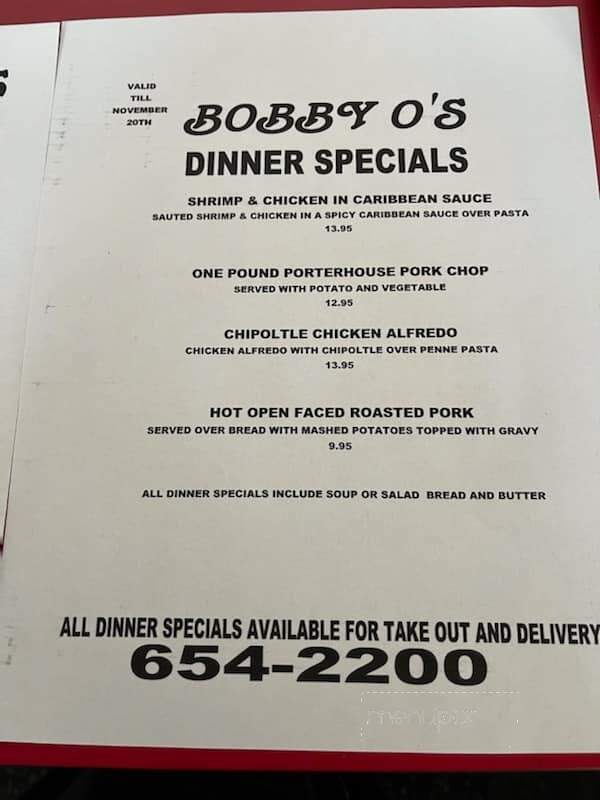 Bobby-O's Fun Family Restaurant - Dupont, PA menu_pic