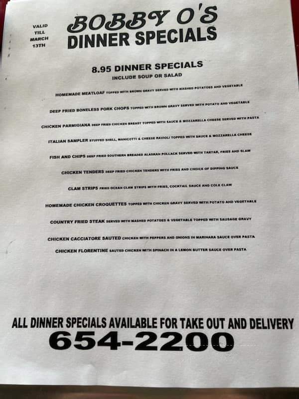 Bobby-O's Fun Family Restaurant - Dupont, PA menu_pic