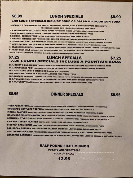 Bobby-O's Fun Family Restaurant - Dupont, PA menu_pic