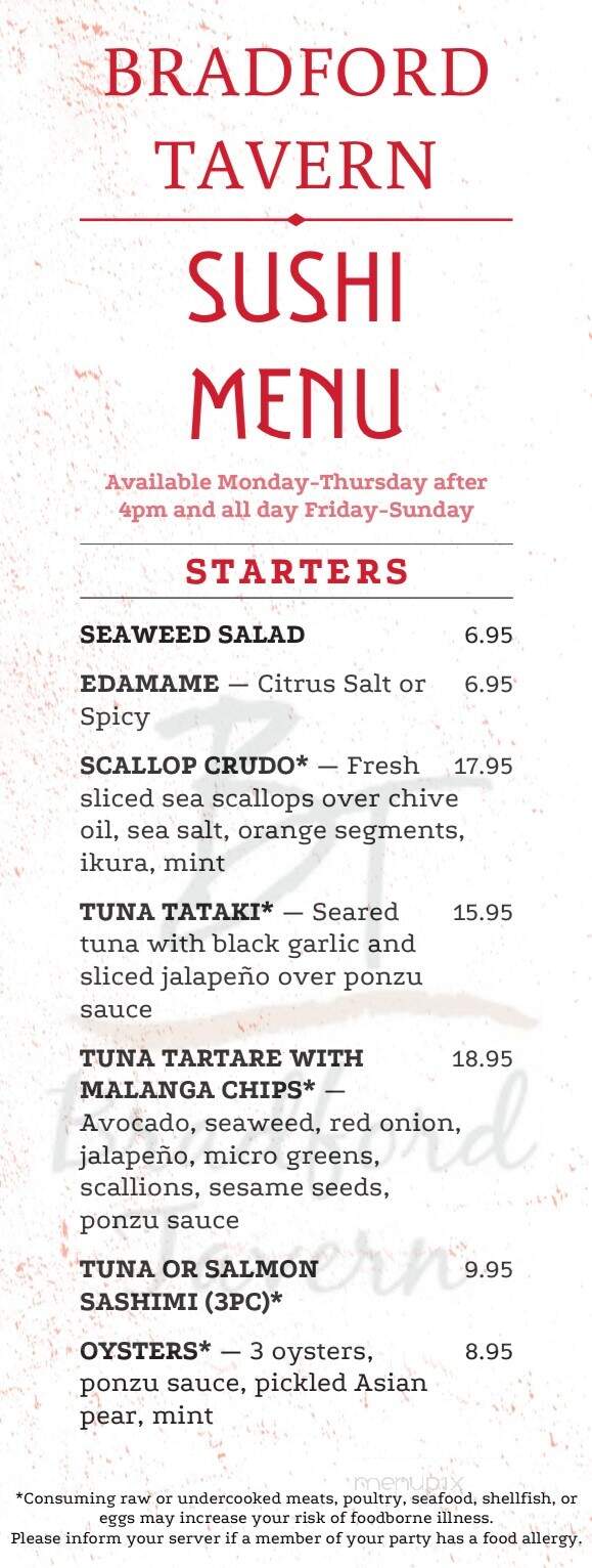 Bradford Tavern - Rowley, MA menu_pic