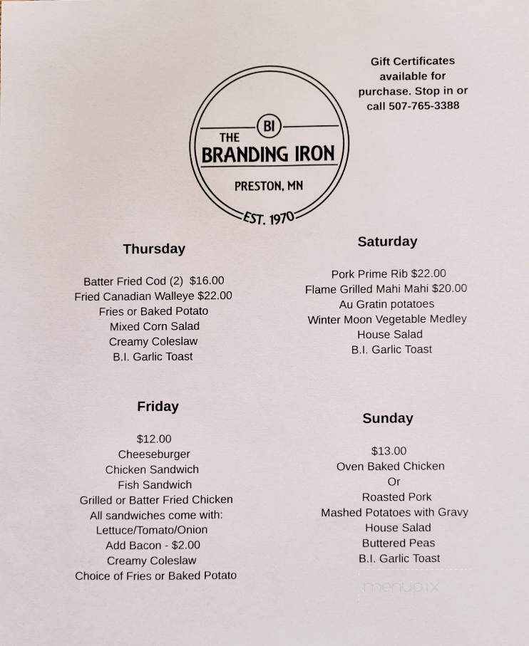 Branding Iron Restaurant - Preston, MN