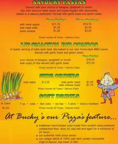 Bucky's West Coast Pizzeria - Surrey, BC menu_pic