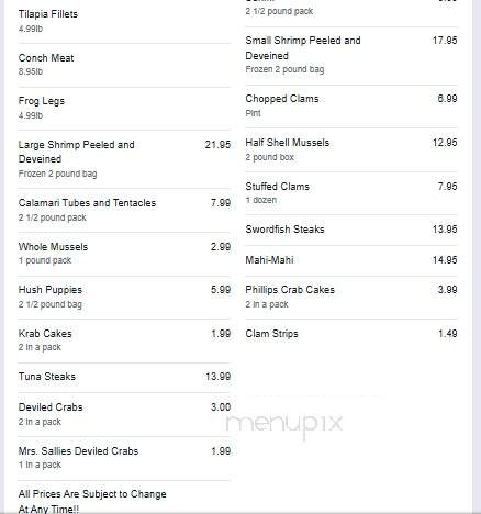 Capt Don's Seafood - Charleston, SC menu_pic
