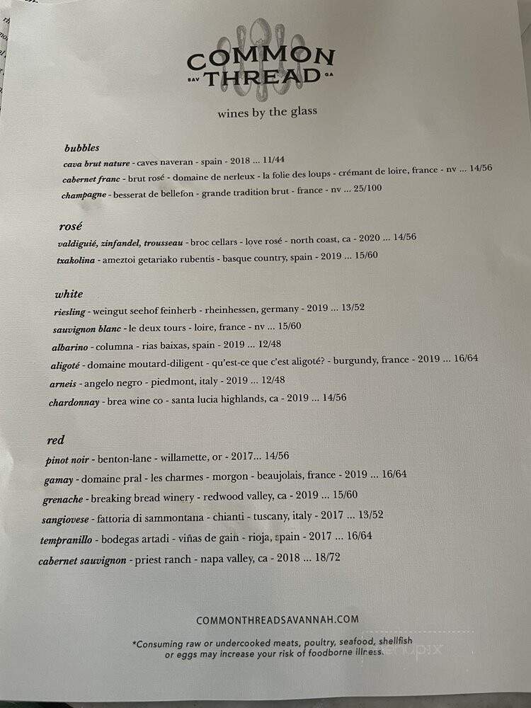 Common Thread Savannah - Savannah, GA menu_pic