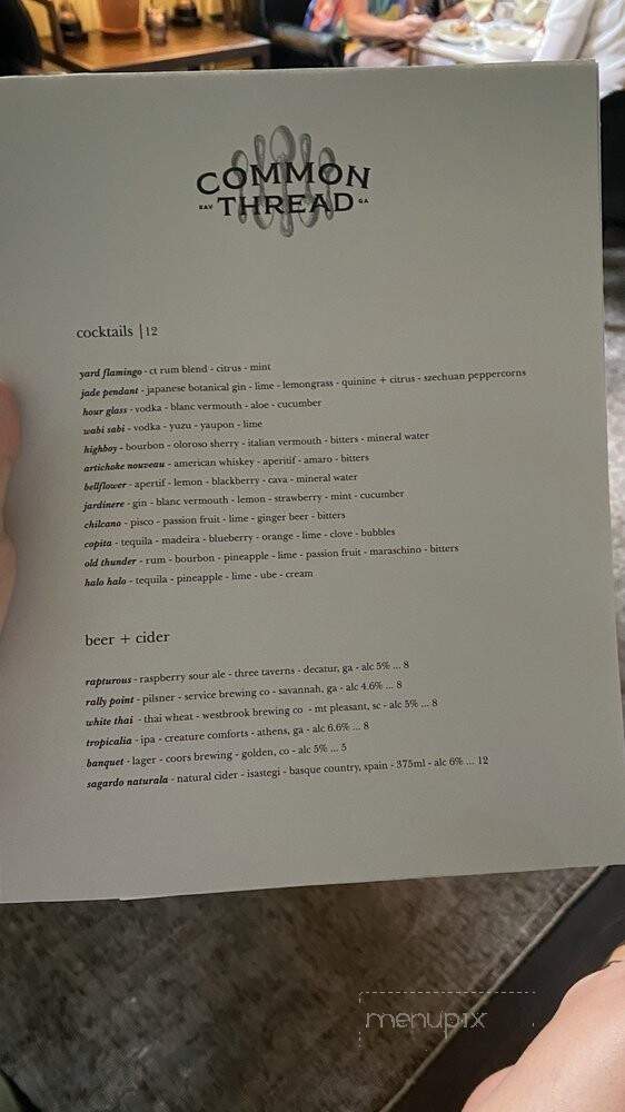Common Thread Savannah - Savannah, GA menu_pic