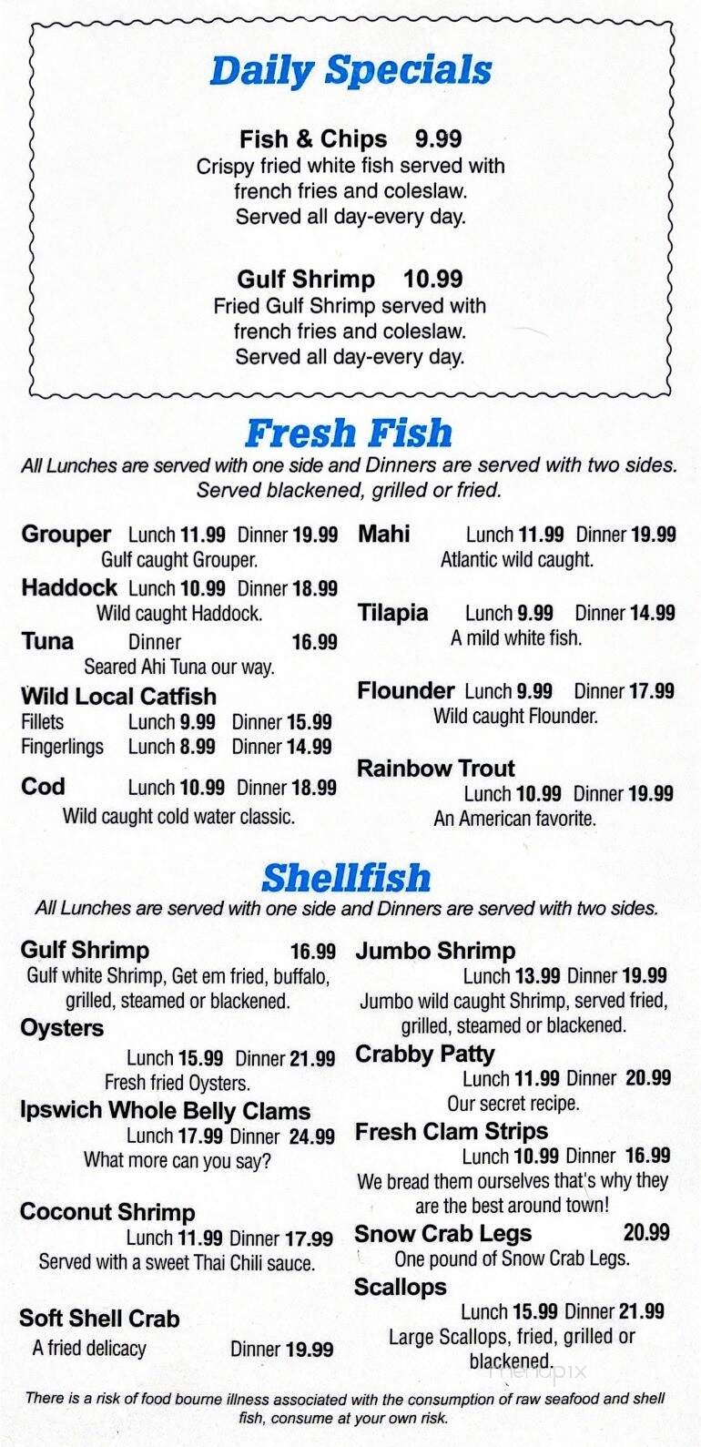 Deland Fish House - Deland, FL menu_pic