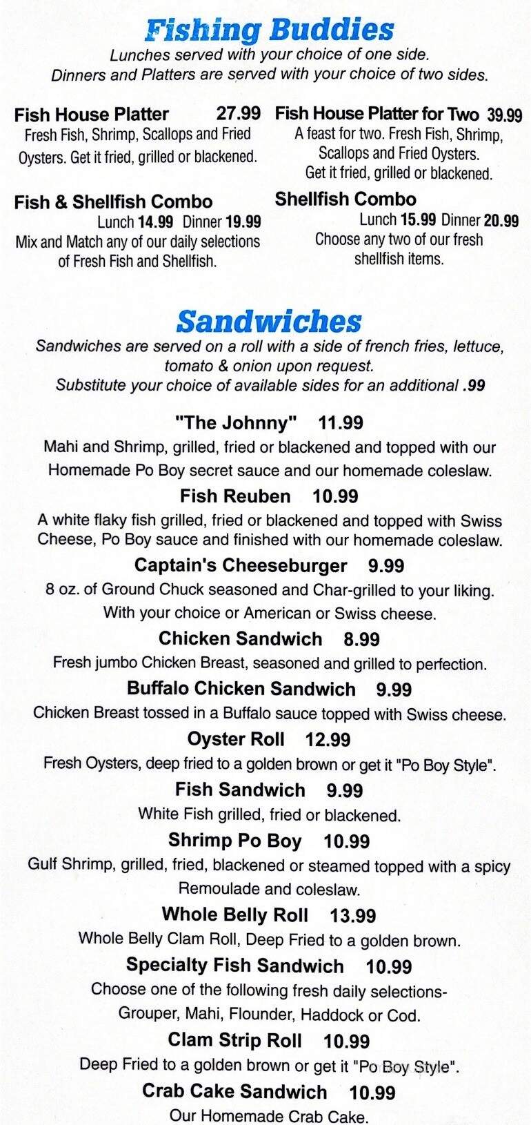 Deland Fish House - Deland, FL menu_pic