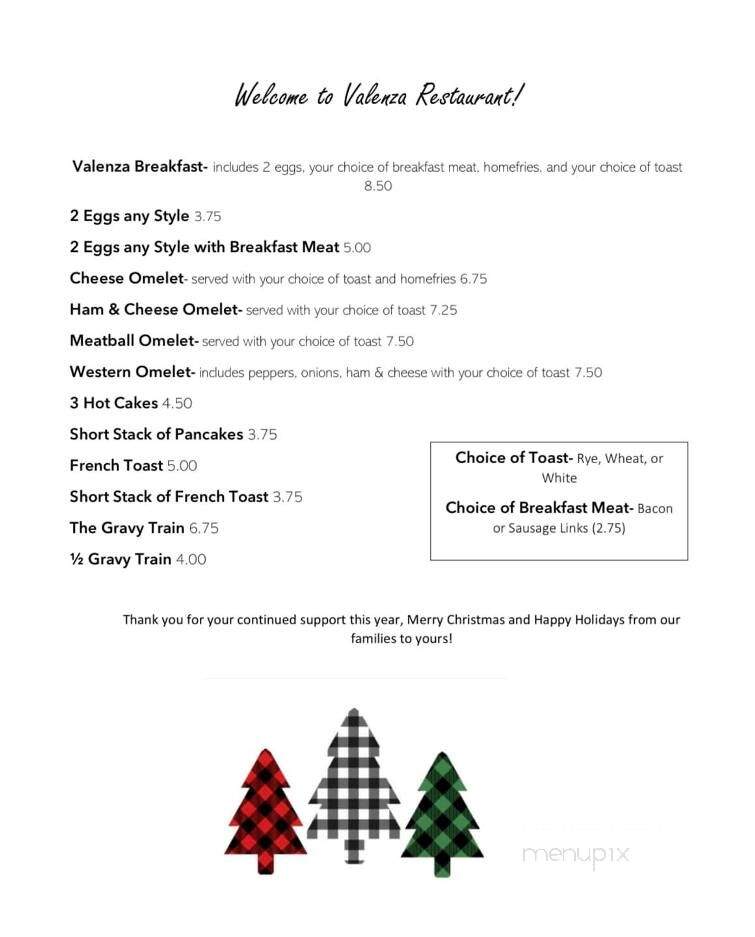 Valenza Restaurant - Albion, PA menu_pic