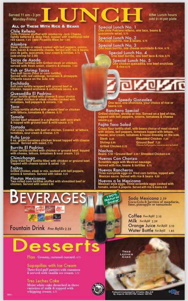 El Padrino Mexican Grill & Bar - Hot Springs, AR menu_pic