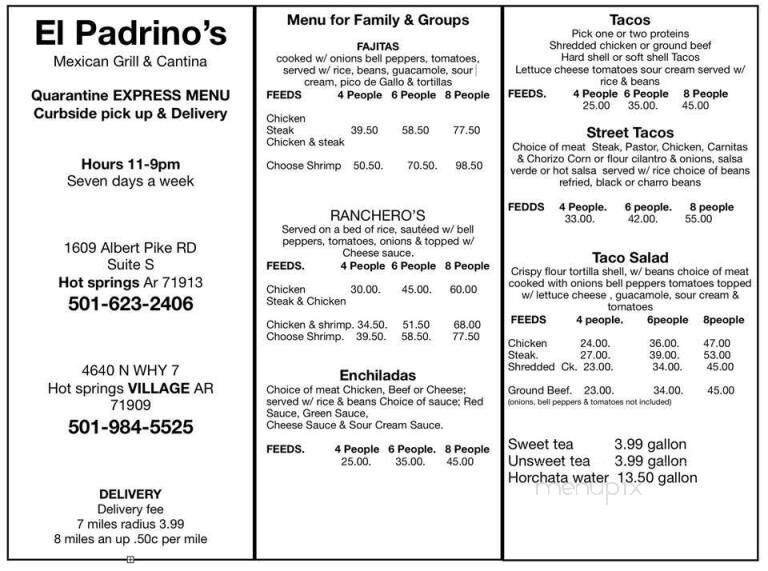 El Padrino Mexican Grill & Bar - Hot Springs, AR menu_pic