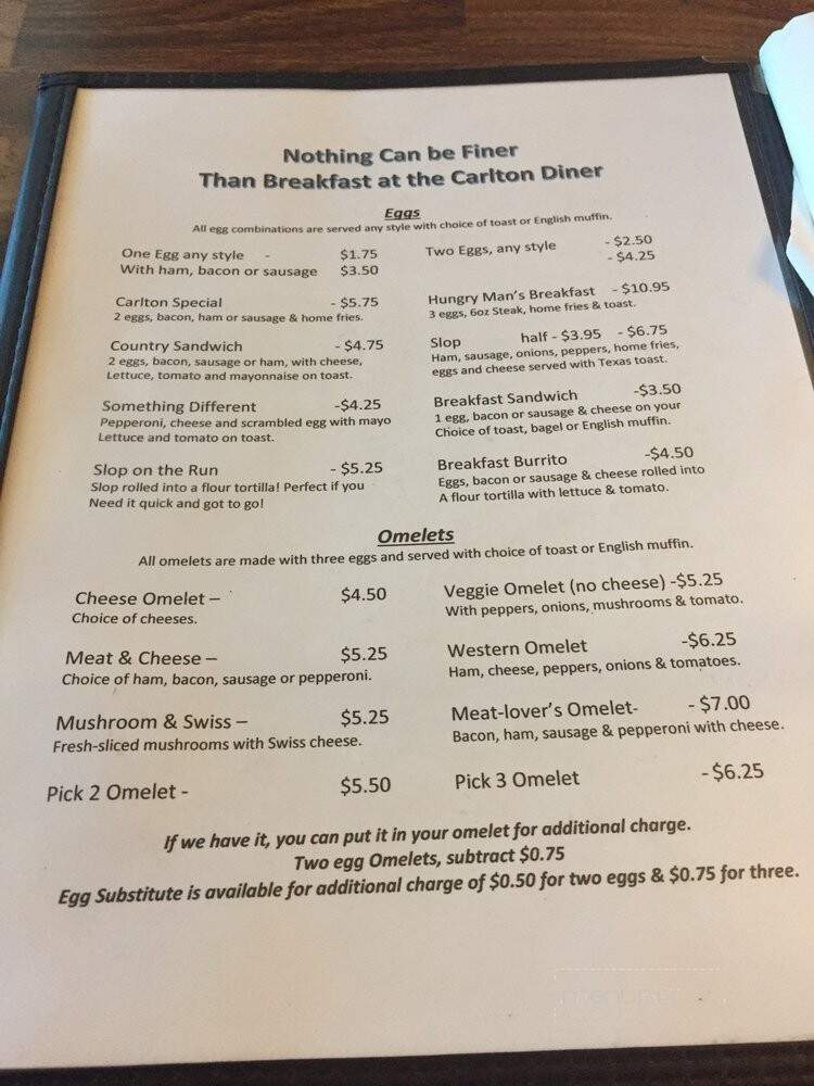 Carlton Diner - Bentleyville, PA menu_pic