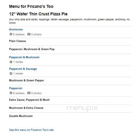 Fricano's Too - Holland, MI menu_pic