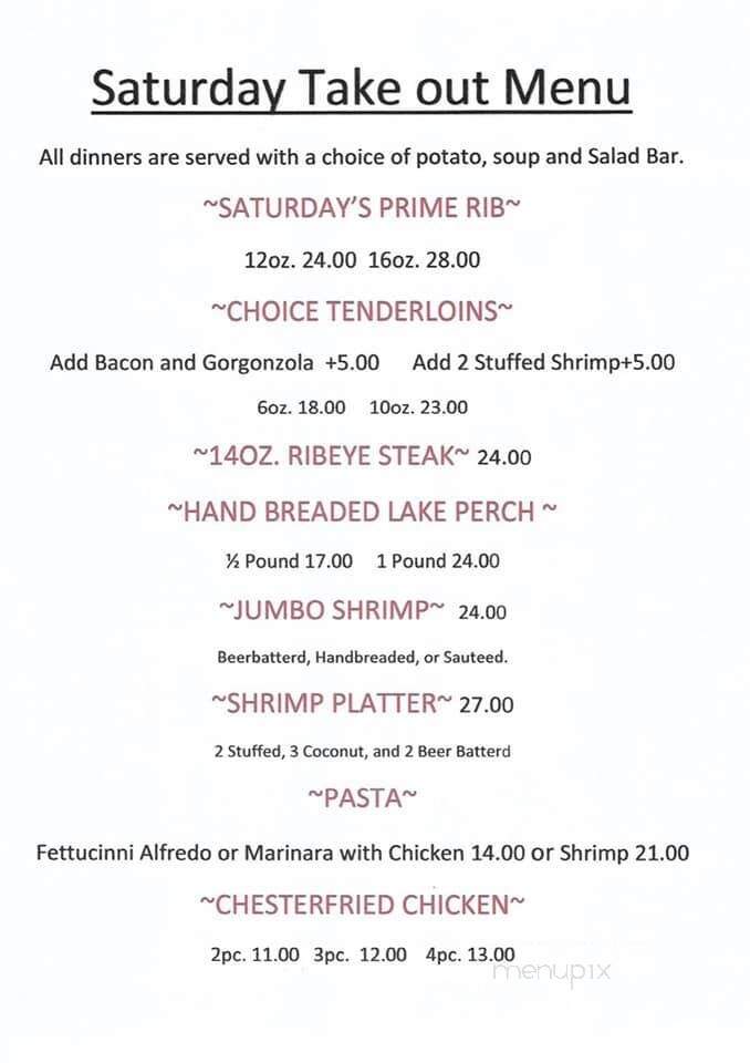 Gulliver's Landing - Wausau, WI menu_pic
