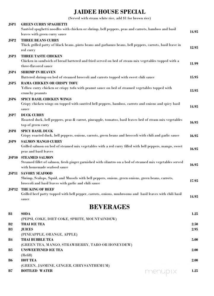 Jaidee Thai Restaurant - Altoona, PA menu_pic