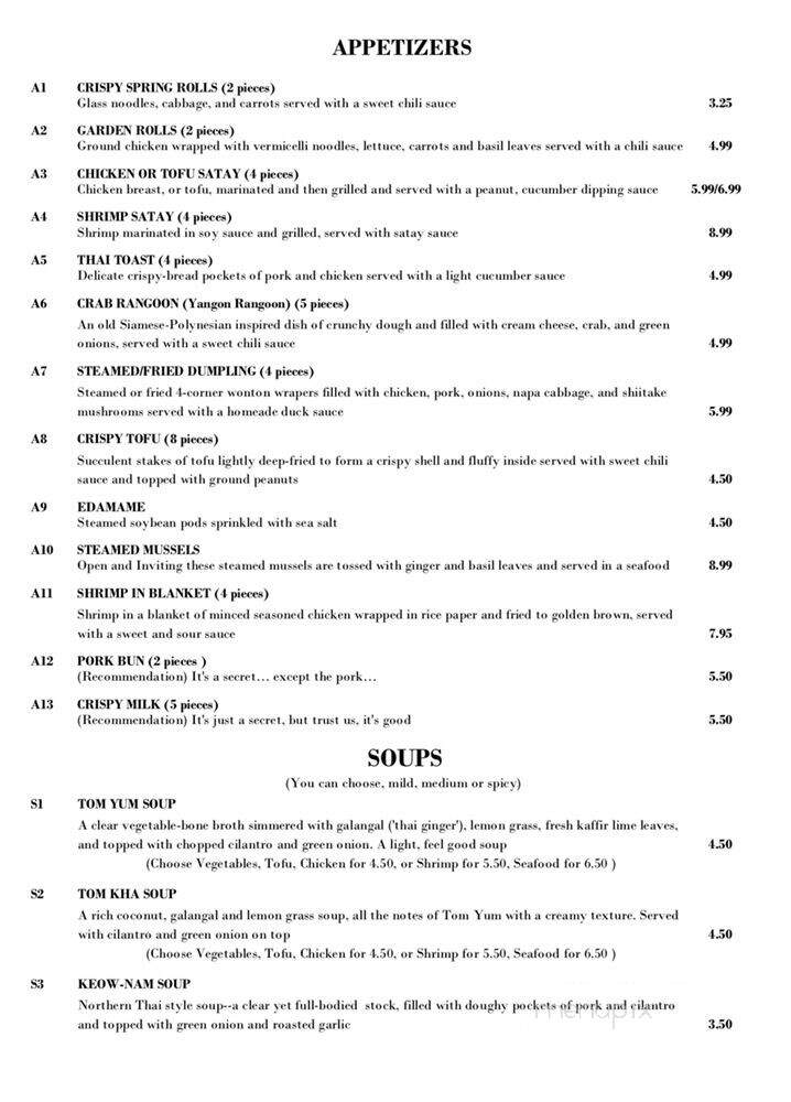 Jaidee Thai Restaurant - Altoona, PA menu_pic