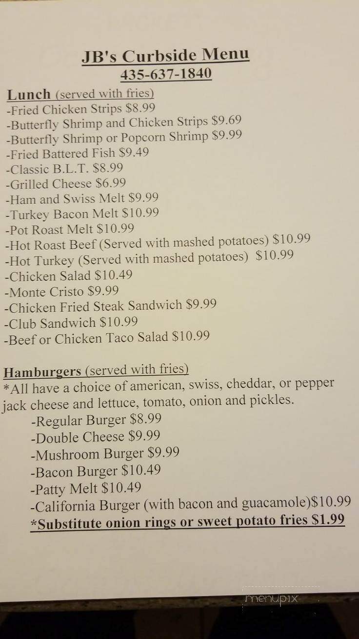 J B's Of Price Restaurant - Price, UT menu_pic