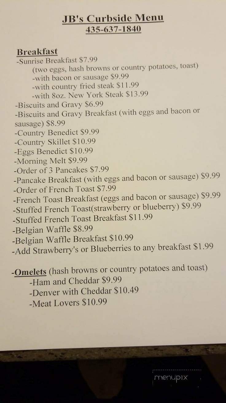 J B's Of Price Restaurant - Price, UT menu_pic