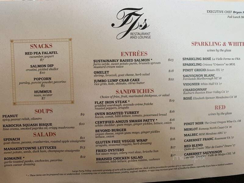 TJ's at The Jefferson Hotel - Richmond, VA menu_pic