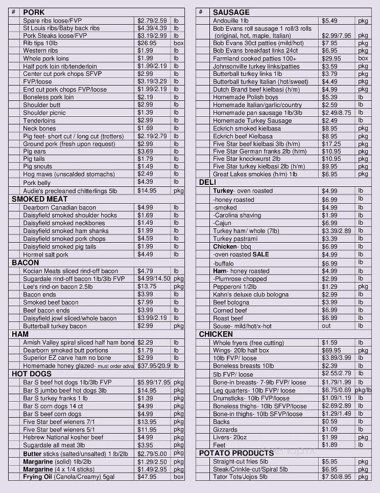 Kocian Meats & Marketplace - Cleveland, OH menu_pic