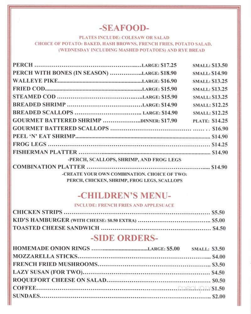 Kropp's Supper Club - Green Bay, WI menu_pic