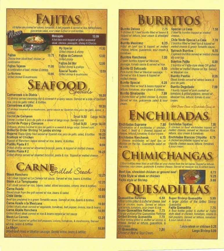 La Carreta Mexican Restaurant - Newport, TN menu_pic