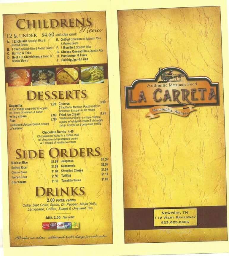 La Carreta Mexican Restaurant - Newport, TN menu_pic
