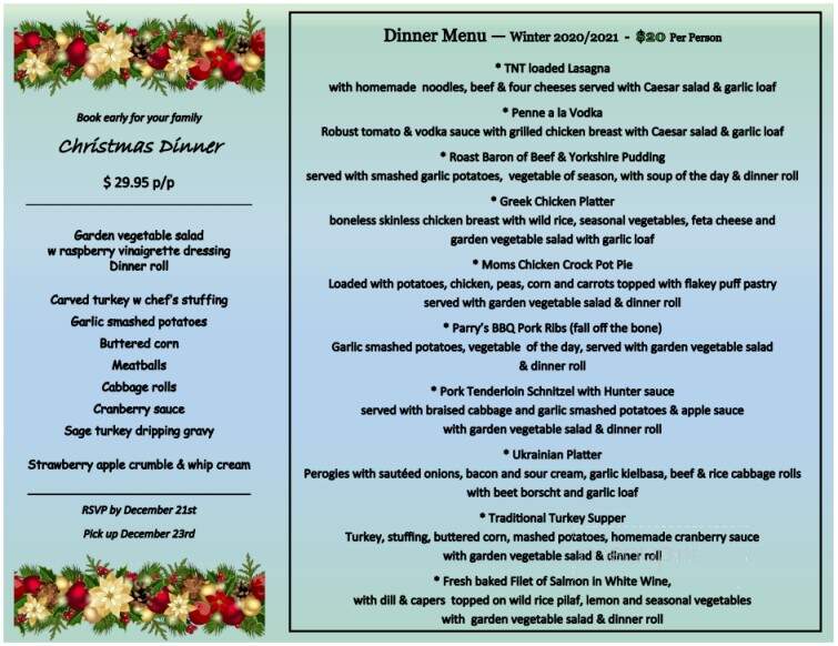 Larters Lounge and Restaurant - Winnipeg, MB menu_pic