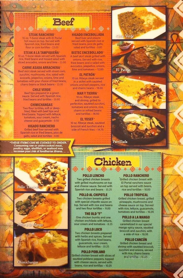 El Portal - Morganton, NC menu_pic
