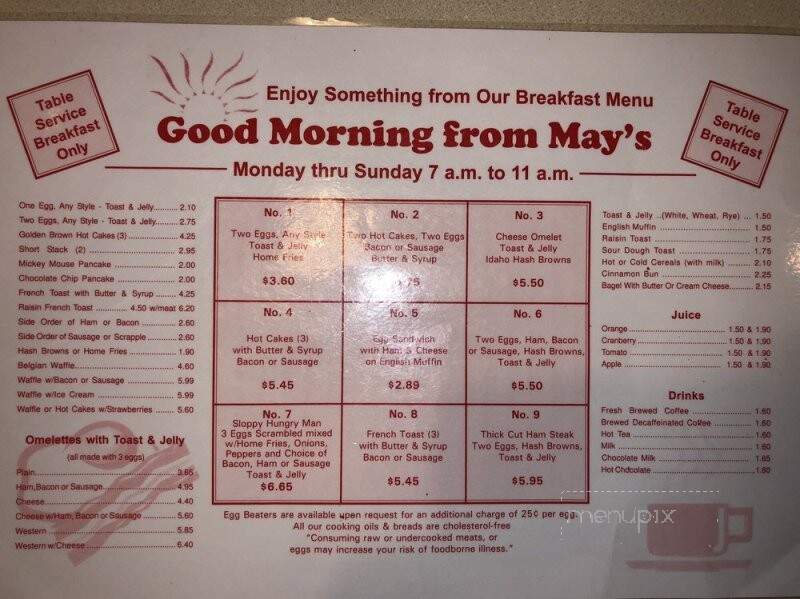 Mays Drive-In Restaurant - Ashland, PA menu_pic