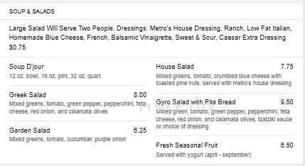 Metro Grill - Monaca, PA menu_pic