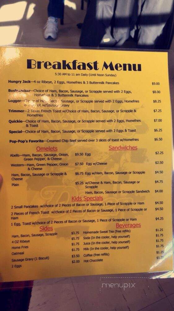 Abell's Restaurant - Clements, MD menu_pic