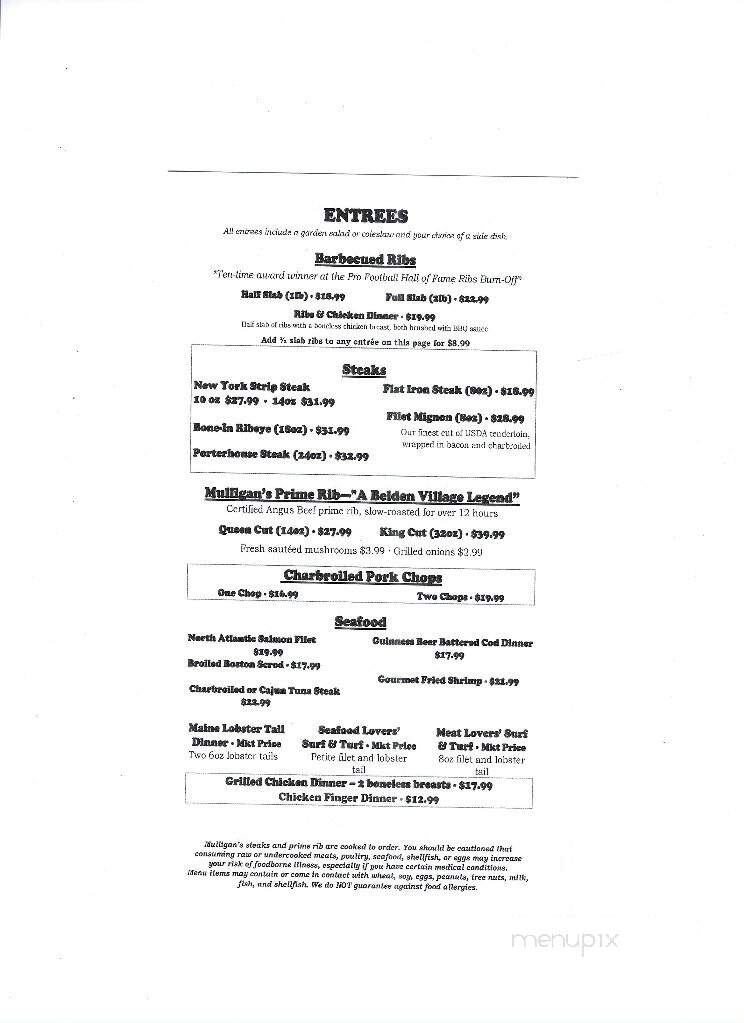 Mulligan's Restaurant & Pub - Canton, OH menu_pic