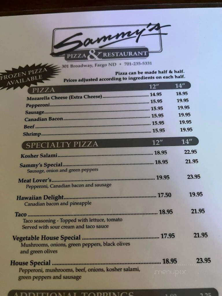 Sammy's Pizza & Restaurant - Fargo, ND menu_pic
