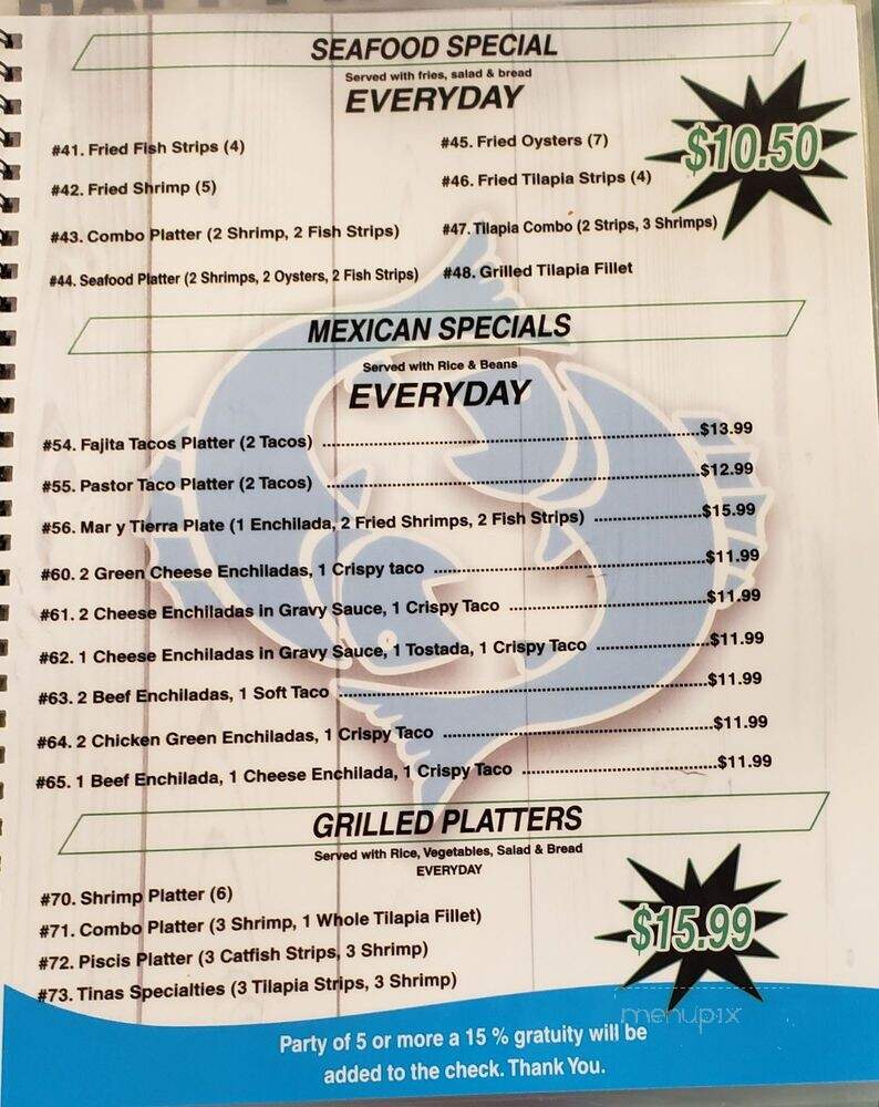Pisces Seafood Mexican Grill - Kyle, TX menu_pic