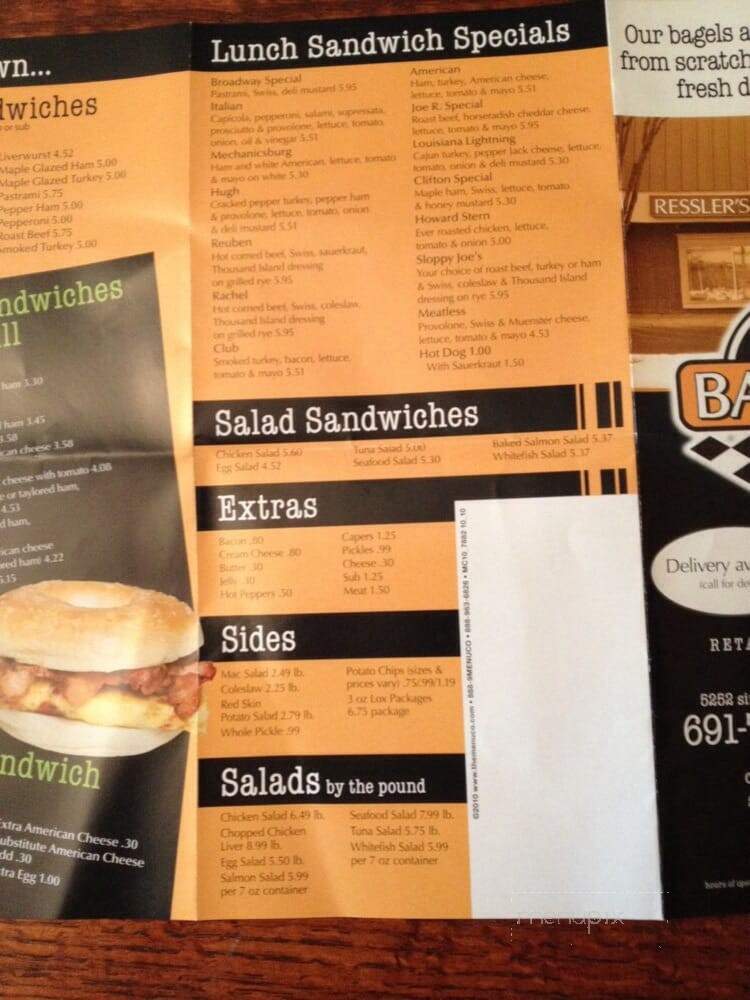 Ressler's Bagel & Deli - Mechanicsburg, PA menu_pic