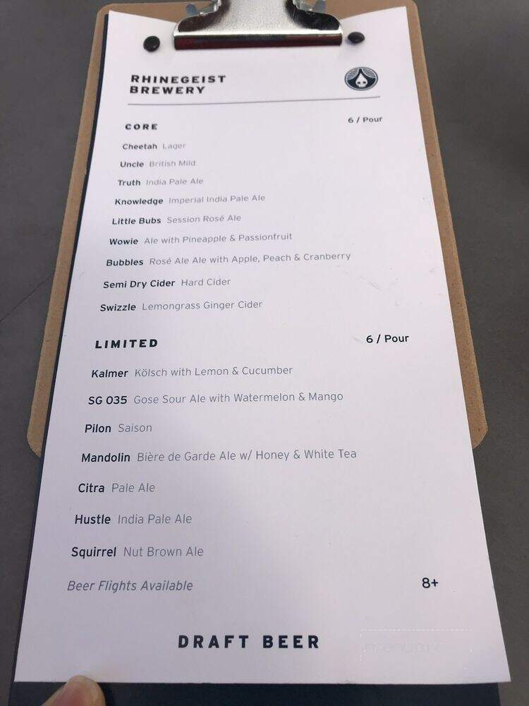 Rhinegeist Brewery - Cincinnati, OH menu_pic
