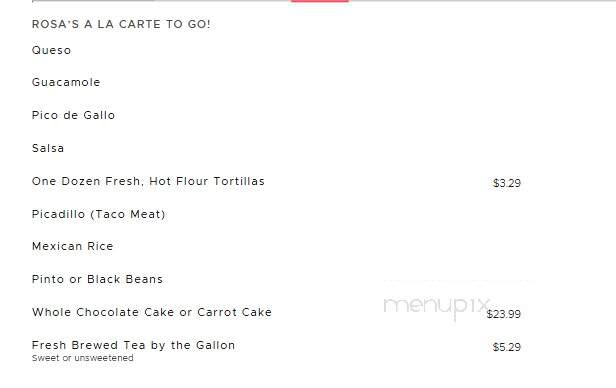 Rosa's Cafe & Tortilla Factory - Burleson, TX menu_pic