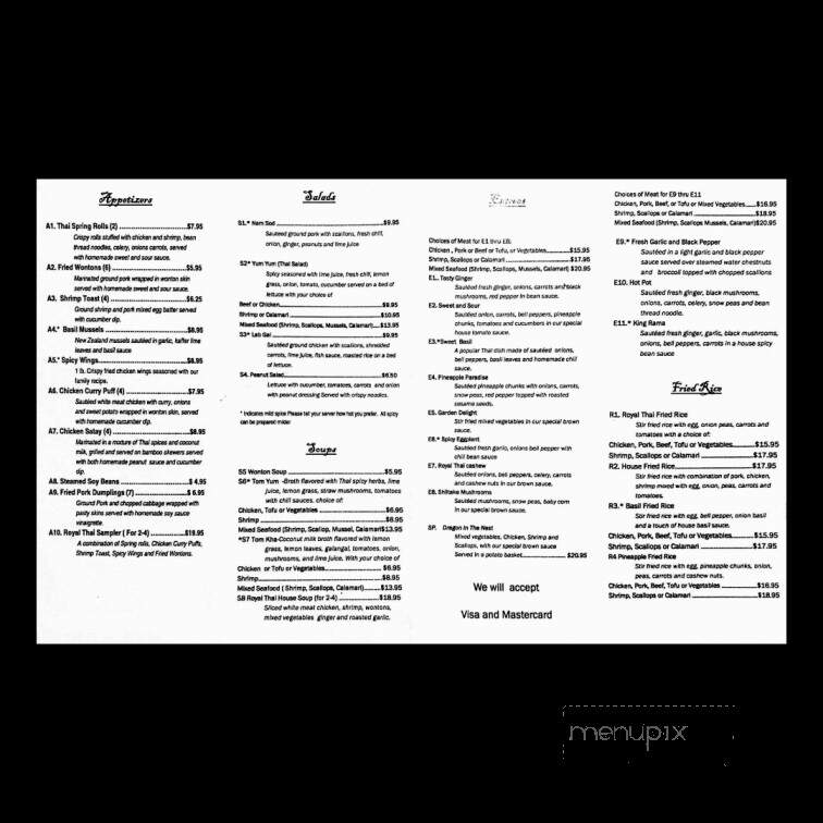 Royal Thai Oriental Restaurant - Punta Gorda, FL menu_pic