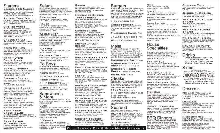 Salty Sue's - Panama City Beach, FL menu_pic