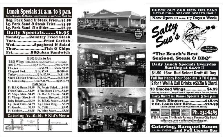 Salty Sue's - Panama City Beach, FL menu_pic